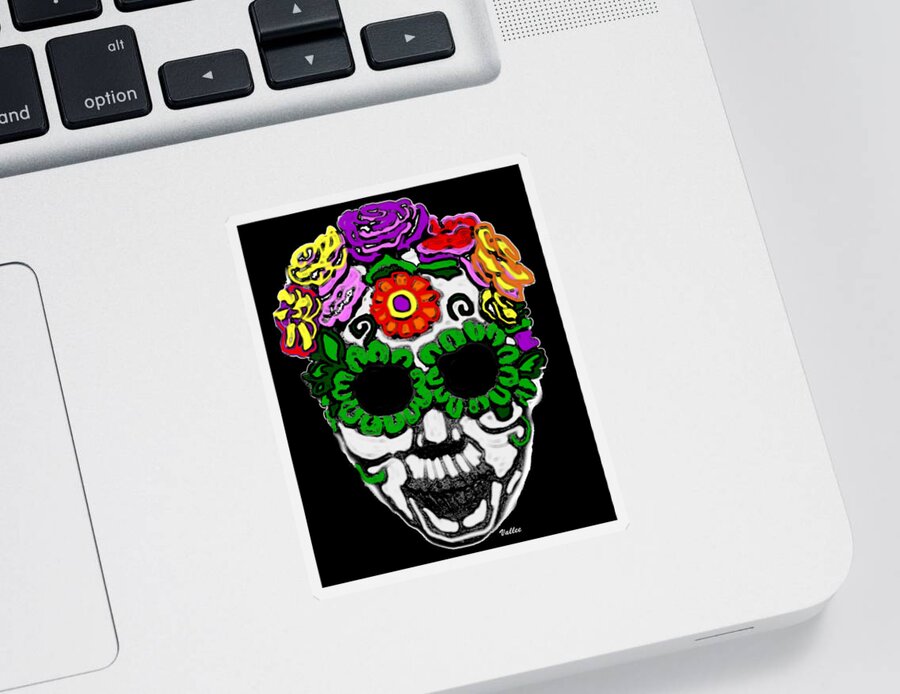 Honor Sticker featuring the digital art Day of the Dead Mask by Vallee Johnson