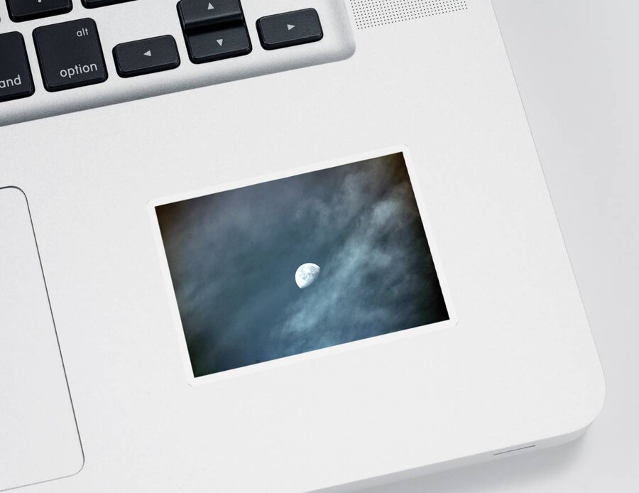 Moon Sticker featuring the photograph Daylight Waning Moon by Christopher Reed