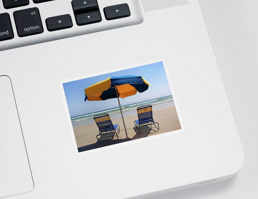 Daytona Beach Art Sticker featuring the photograph Daytona Beach is Waiting by Mike McGlothlen