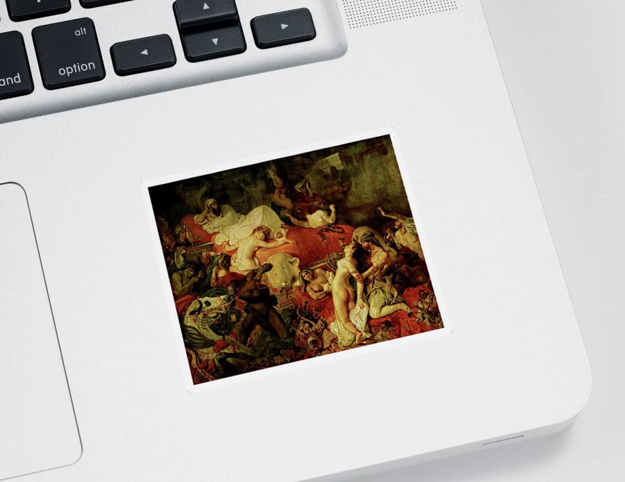 Louvre Sticker featuring the painting Death of Sardanapalus by Eugene Delacroix