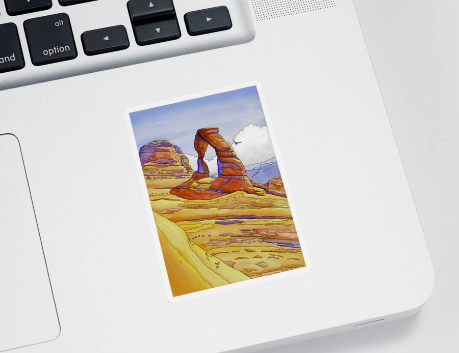 Kim Mcclinton Sticker featuring the painting Delicate Arch by Kim McClinton