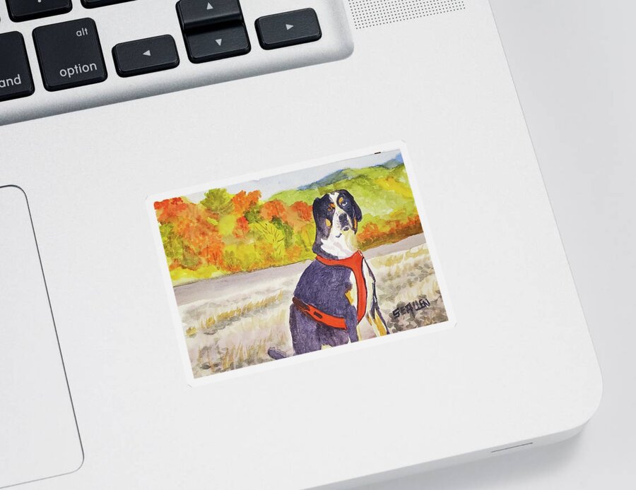 Dog Sticker featuring the painting Delilah by Sharon E Allen