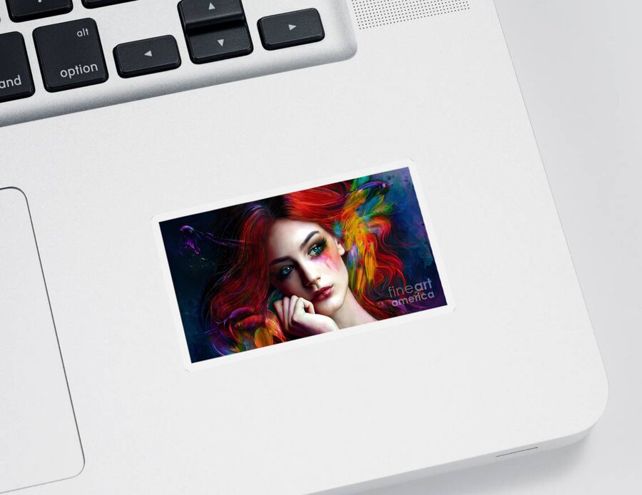 Portrait Sticker featuring the digital art Delirium by Jaimy Mokos