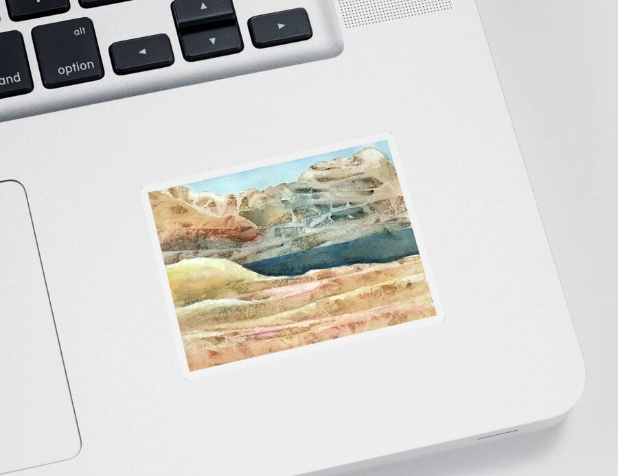 Desert Sticker featuring the painting Desert Lake No 1 by Wendy Keeney-Kennicutt