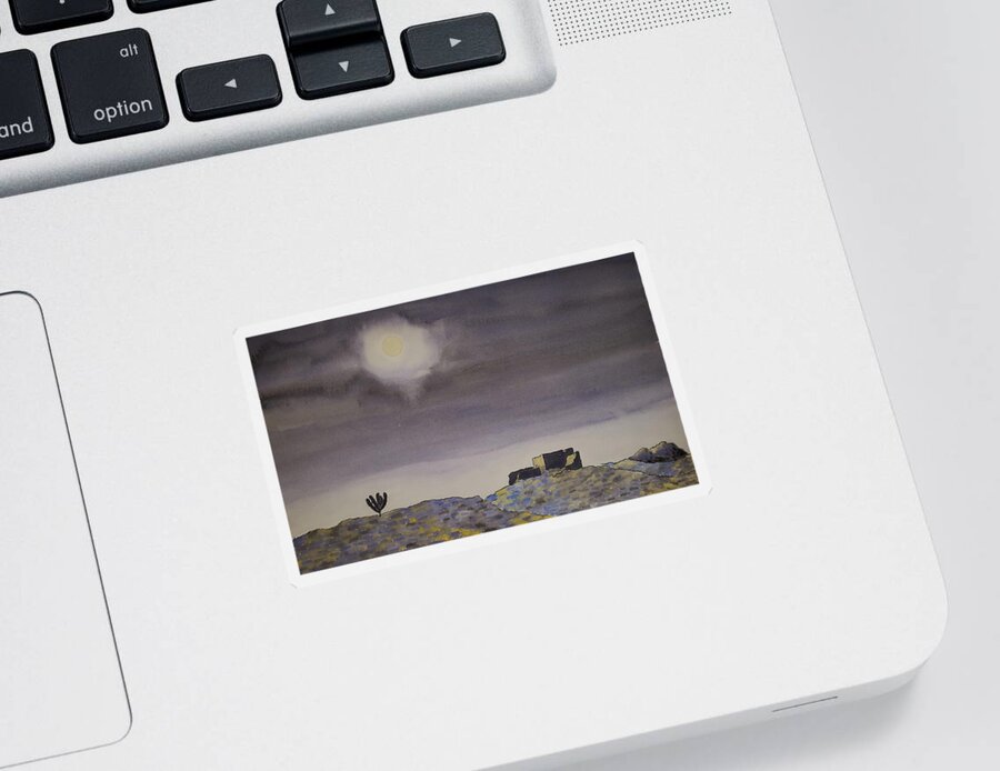 Watercolor Sticker featuring the painting Desert Nightscape by John Klobucher