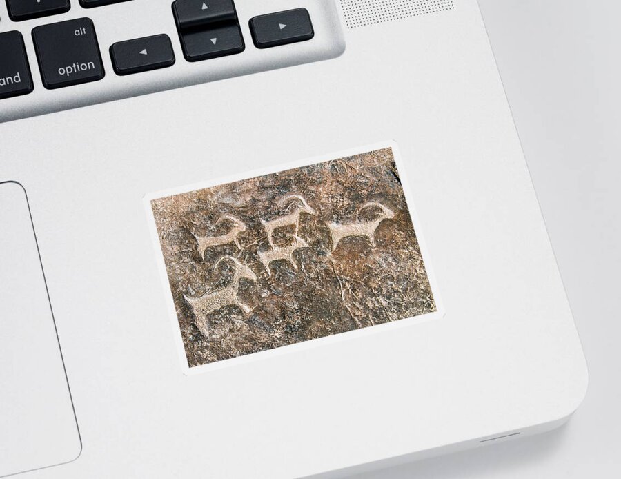 Petroglyph Sticker featuring the photograph Desert Petroglyphs by Anthony Sacco