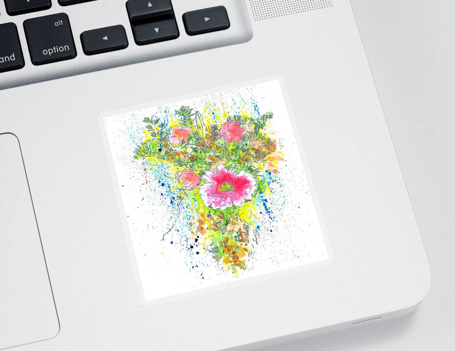 Watercolor Sticker featuring the mixed media Design 22 flowers by Lucie Dumas