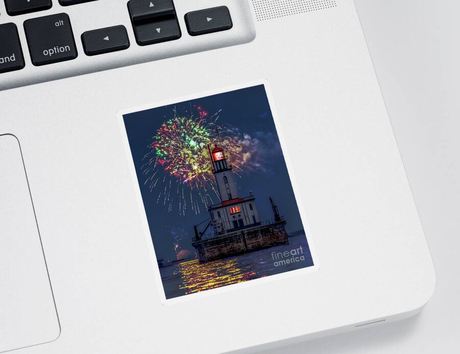 Lighthouse Sticker featuring the photograph Detour Reef Lighthouse -5853 by Norris Seward