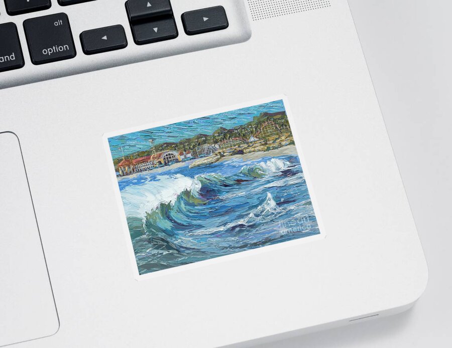 Ocean Sticker featuring the painting Devdutt's Wave by PJ Kirk