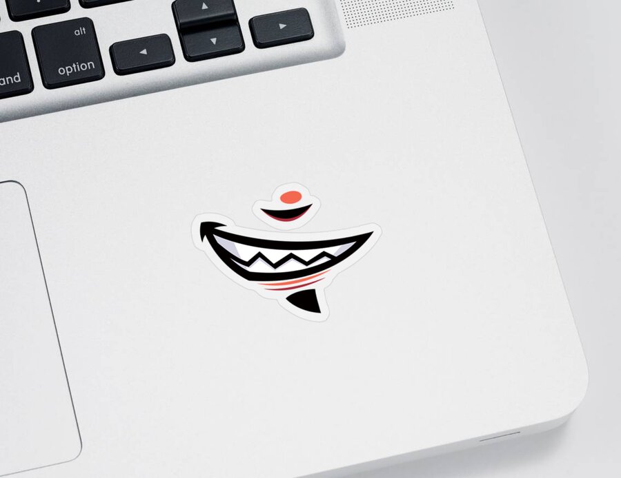 Grin Sticker featuring the digital art Devilish Grin Cartoon Mouth by John Schwegel
