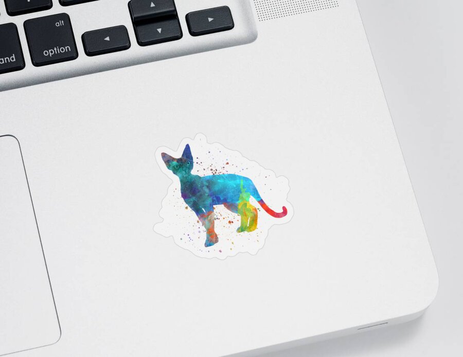 Cat Sticker featuring the painting Devon-rex cat in watercolor by Pablo Romero