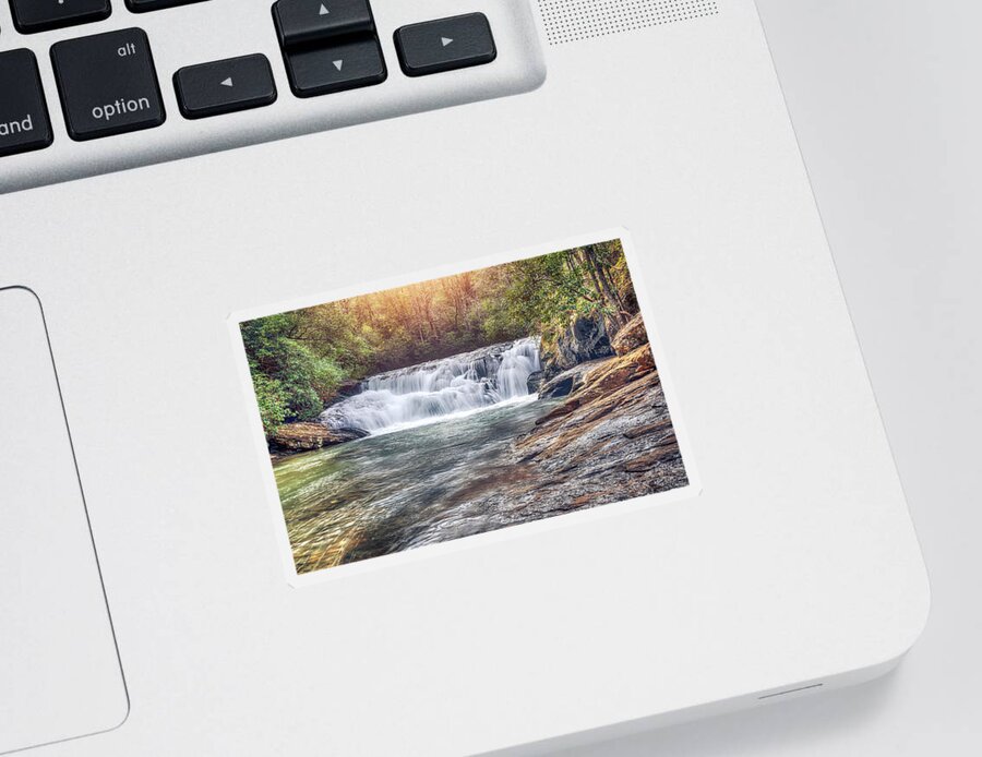 Waterfall Sticker featuring the photograph Dick's Creek Waterfall by Anna Rumiantseva