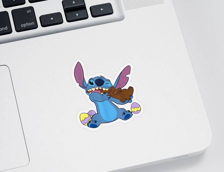 Disney Stitch Eats Chocolate Bunny Easter Sticker by Jia Elle - Pixels