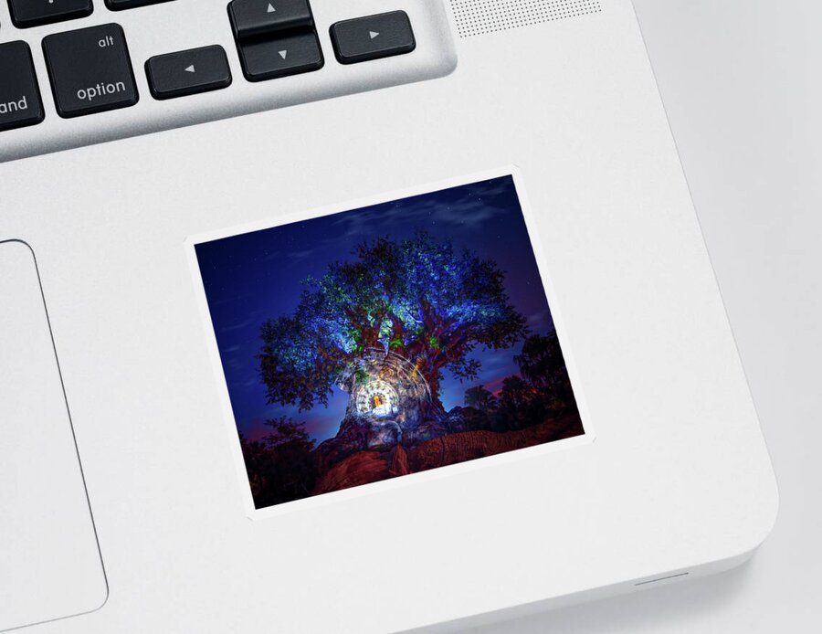 Tree Of Life Sticker featuring the photograph Disney's Magical Tree of Life at Animal Kingdom by Mark Andrew Thomas