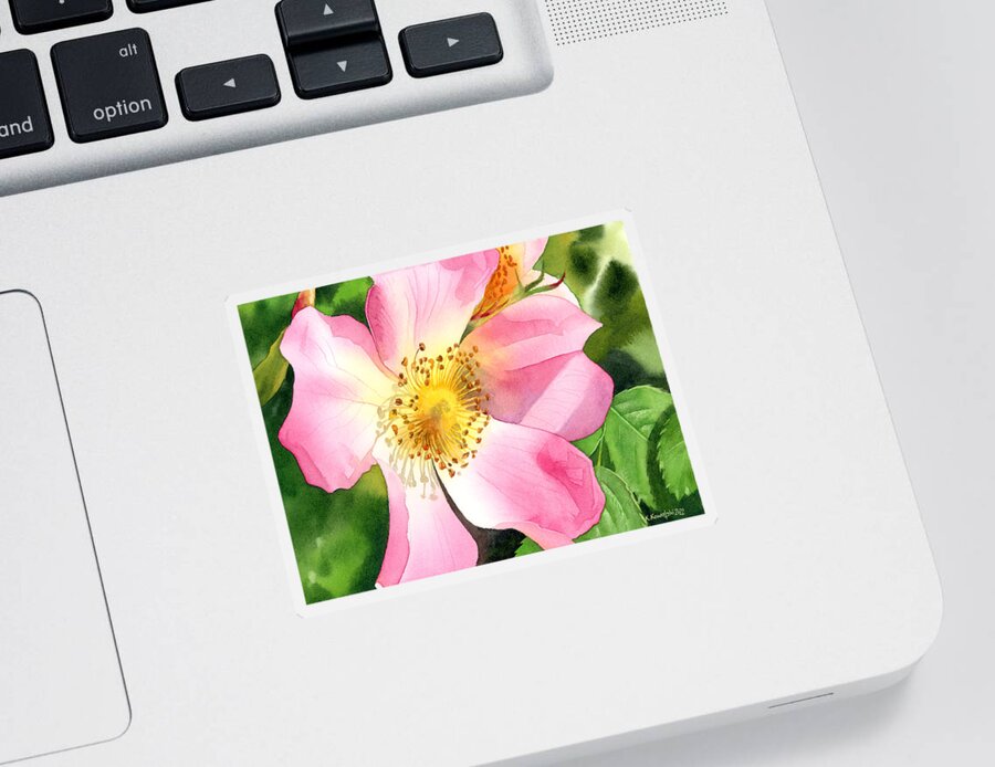 Rose Sticker featuring the painting Dog Rose by Espero Art