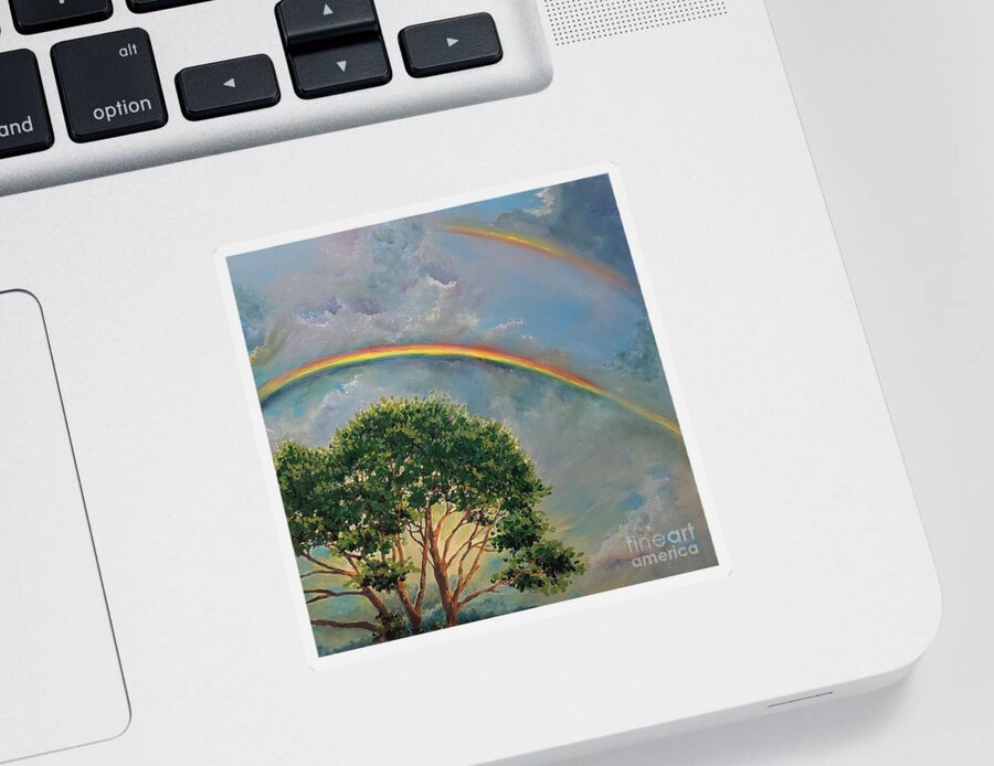 Rainbow Sticker featuring the painting Double Rainbow by Merana Cadorette