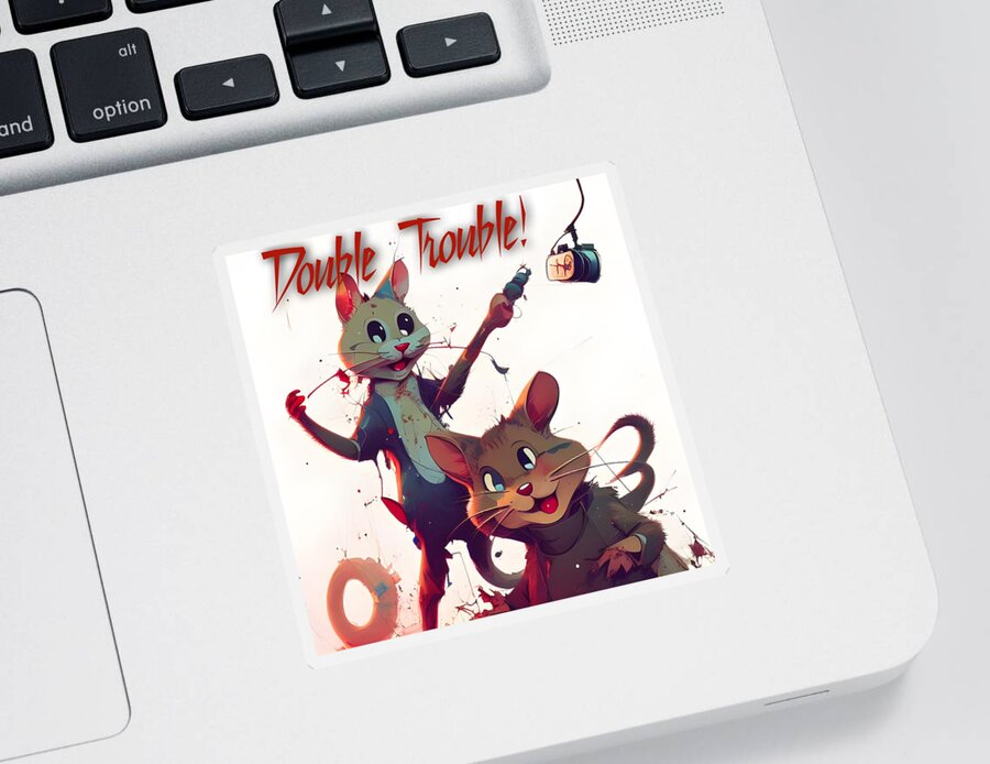 Digital Sticker featuring the digital art Double Trouble by Beverly Read