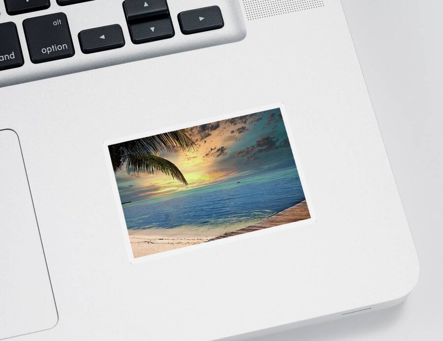 Ocean Sticker featuring the photograph Down Island by Stephen Anderson