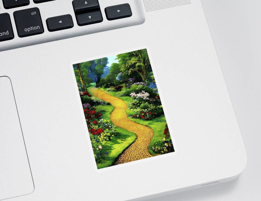 Wizard Of Oz Sticker featuring the digital art Down The Yellow Brick Road by Ally White