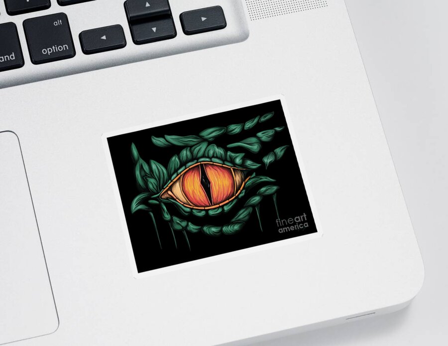 Dragon Sticker featuring the painting Dragon eye painting, fantasy dragon by Nadia CHEVREL