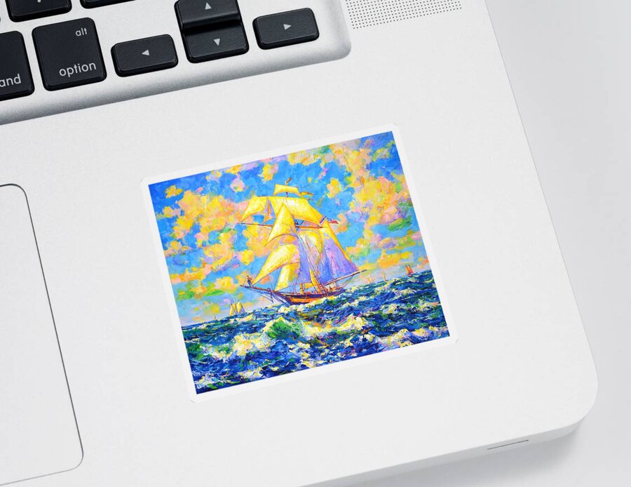 Sailboats Sticker featuring the painting Dream ship. by Iryna Kastsova