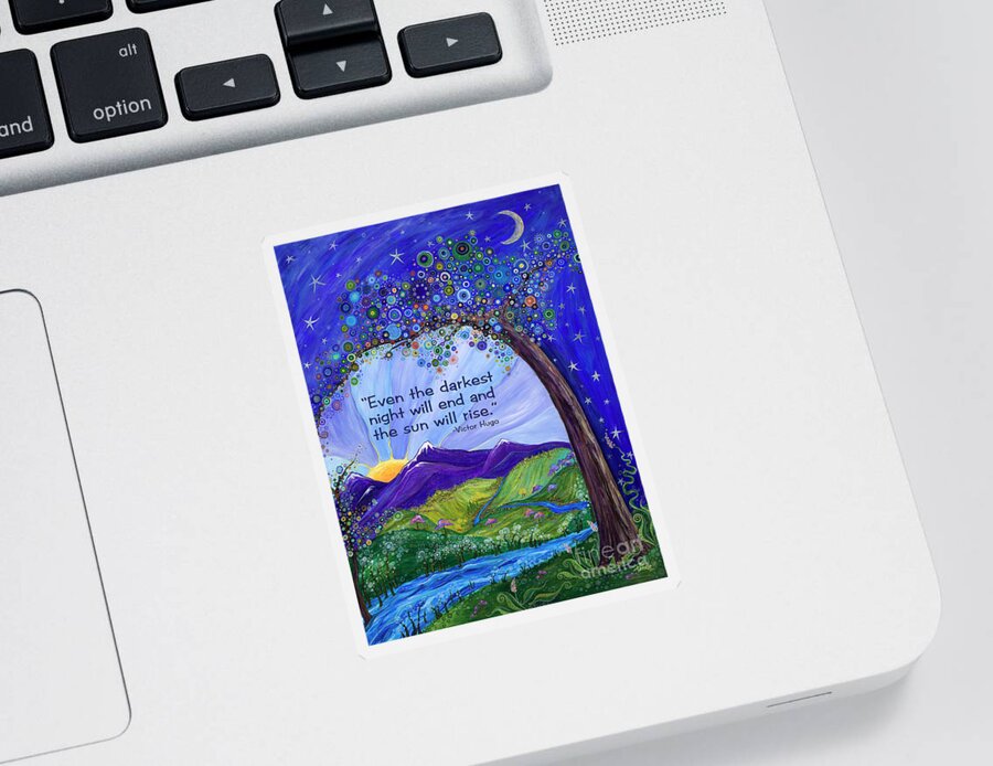 Dreaming Tree Sticker featuring the painting Dreaming Tree with Quote #2 by Tanielle Childers