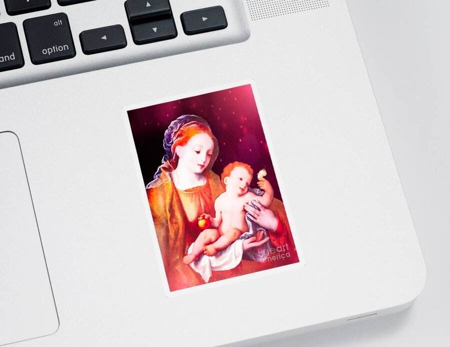 Madonna Sticker featuring the photograph Dreamy Madonna and Child by Munir Alawi