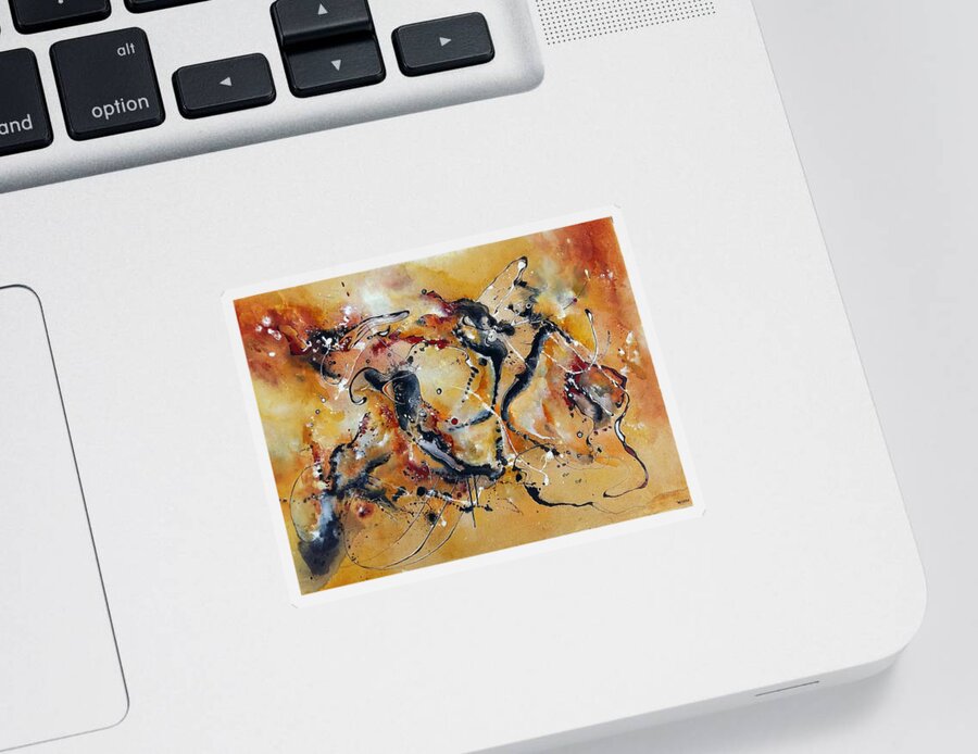 Drip Painting Sticker featuring the painting Drip Painting No.22 by Wolfgang Schweizer
