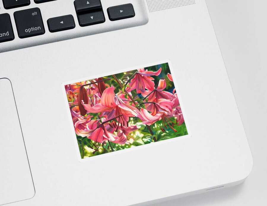 Lilies Sticker featuring the painting Dripping Fragrance by Espero Art