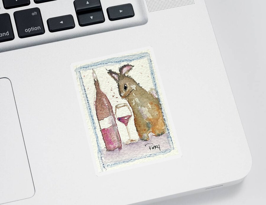 Bunny Sticker featuring the painting Drunk Bunny by Roxy Rich