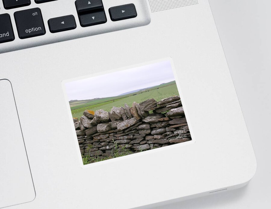 Stone Wall Sticker featuring the photograph Dry Stone Walling - Orkney UK by Lesley Evered