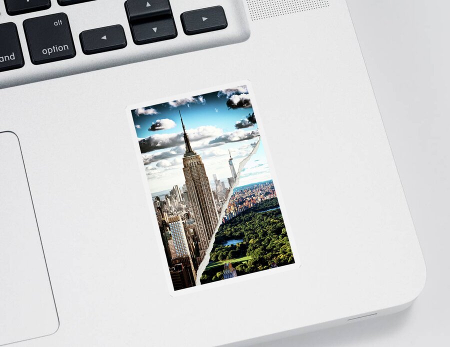Empire State Building Sticker featuring the photograph Dual Torn Collection - Empire State Building by Philippe HUGONNARD
