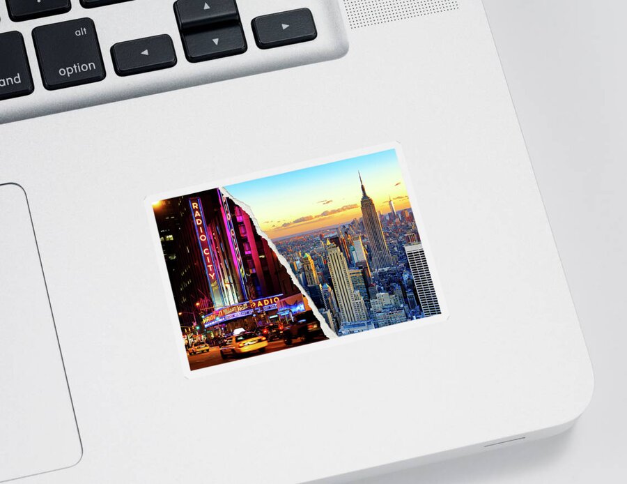 Empire State Building Sticker featuring the photograph Dual Torn Collection - New York City by Philippe HUGONNARD