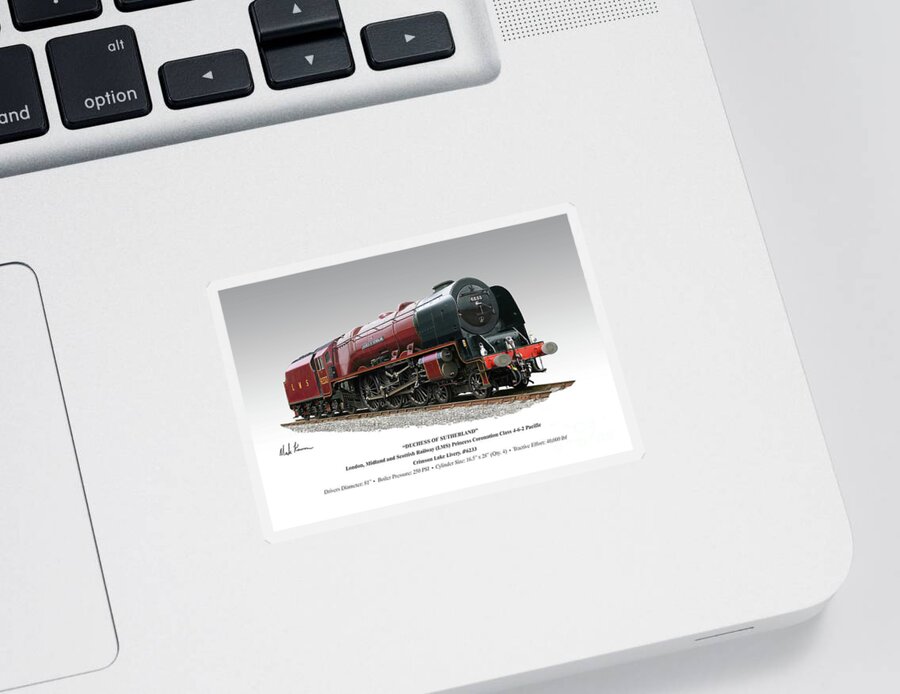 Locomotive Sticker featuring the painting Duchess Of Sutherland by Mark Karvon