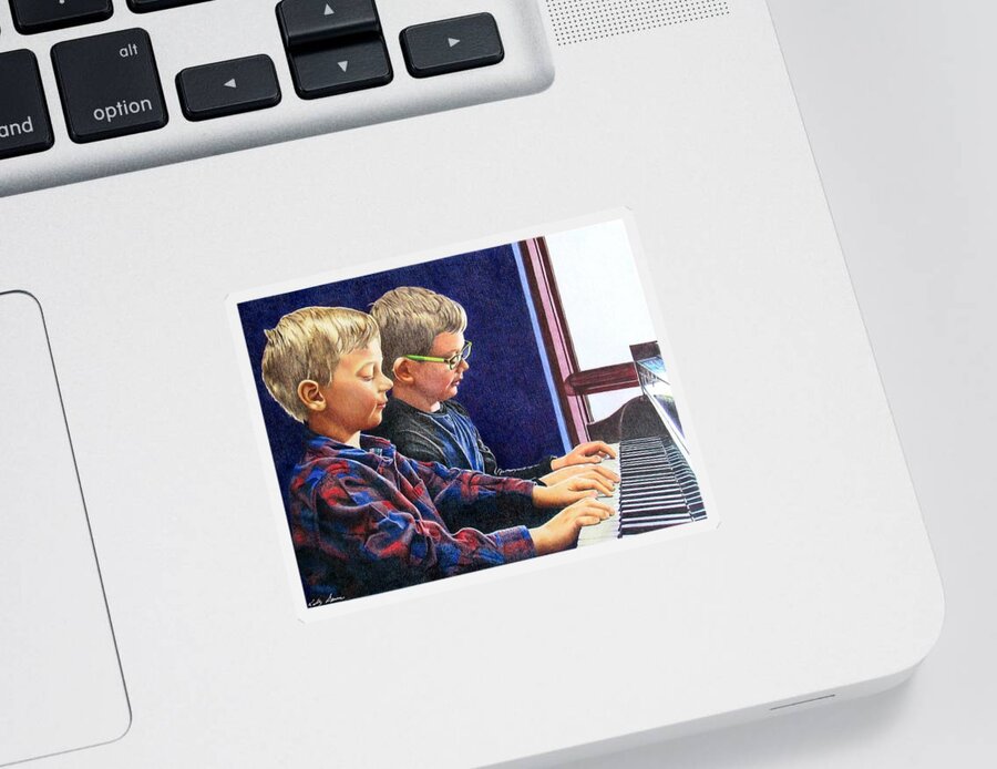 Piano Sticker featuring the drawing Duet by Kelly Speros