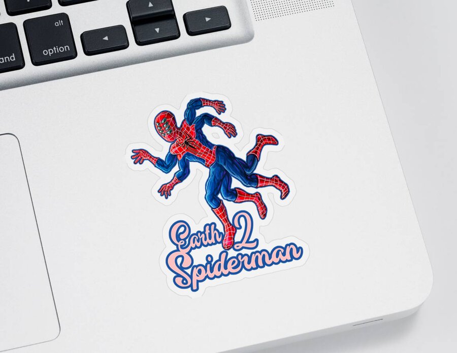 Spiderman Sticker featuring the painting Earth 2 Spiderman by Anthony Mwangi