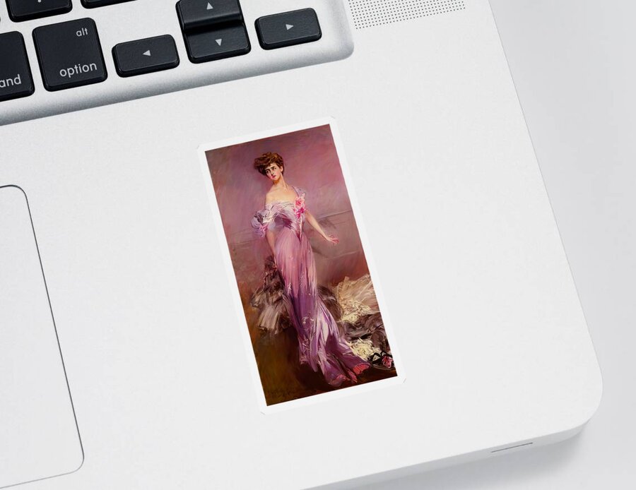 Lady Dressed In Purple Sticker featuring the photograph Edwardian Lady In Purple by Unknown Artist