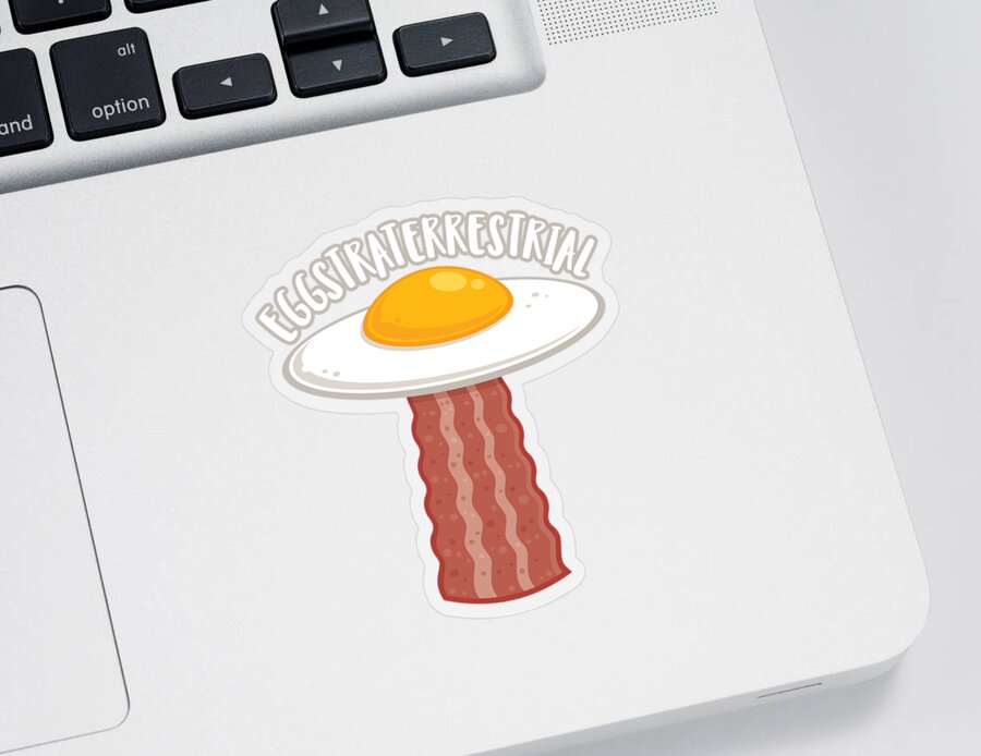 Egg Sticker featuring the digital art Eggstraterrestrial With Text by John Schwegel