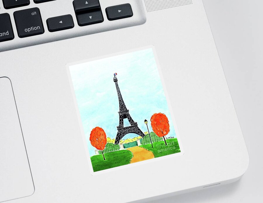 Eiffel Tower Sticker featuring the painting Eiffel Tower in the Fall by Donna Mibus