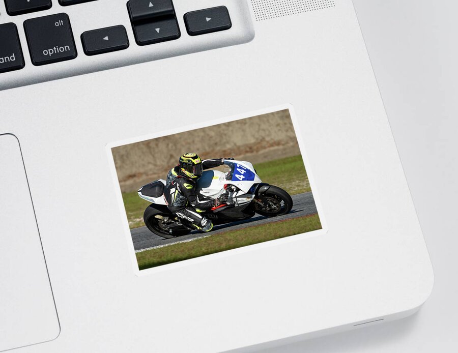Motorcycle Sticker featuring the photograph Electric Motorcycle Racing by Jim Miller