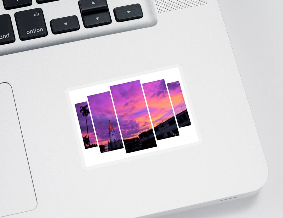 2050 Sticker featuring the photograph Electric Sunrise In Andalucia, Colombia - Quintych by Al Bourassa
