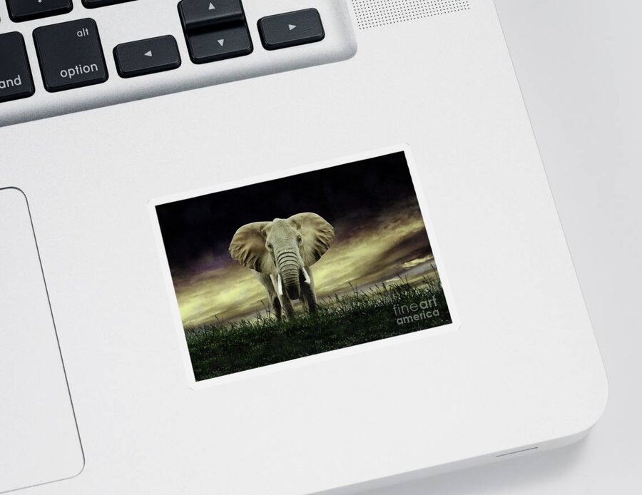 Elephant Sticker featuring the digital art Elephant by Jerzy Czyz