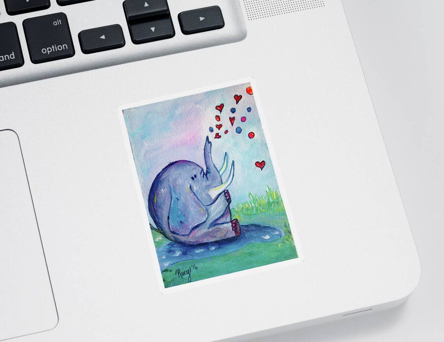 Elephant Sticker featuring the painting Elephant Love by Roxy Rich