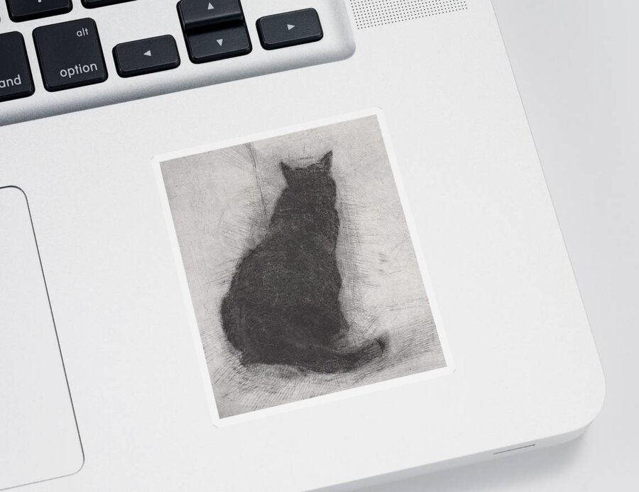 Cat Sticker featuring the drawing Ellen Peabody Endicott - etching - cropped version by David Ladmore