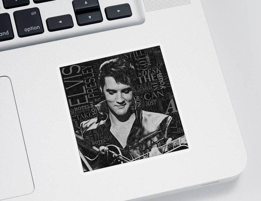 Elvis Presley Sticker featuring the painting Elvis Heartbreak Hotel Lyrics by Tony Rubino