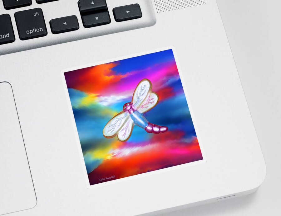 Digital Sticker featuring the digital art EMA Dragon Fly by Cindy's Creative Corner