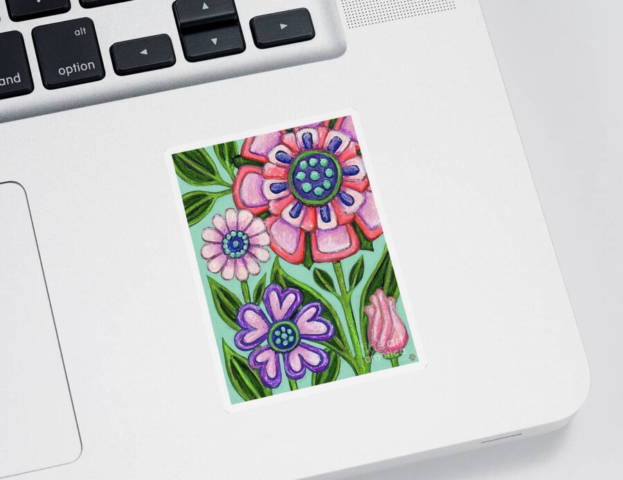 Flower Sticker featuring the painting Enchantment. The Wildings. Floral Painting Series by Amy E Fraser