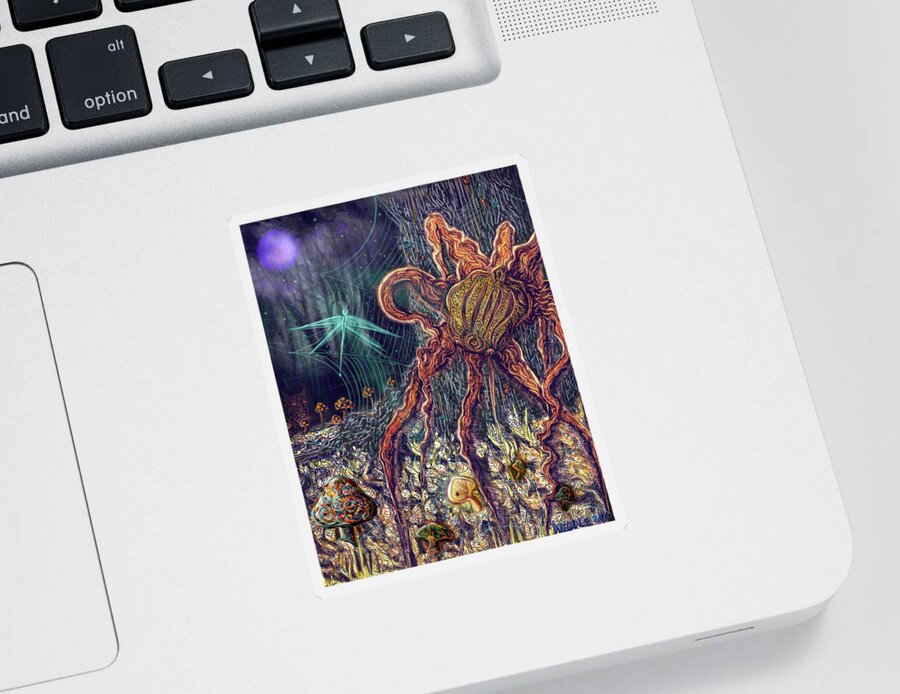 Spider Sticker featuring the digital art Entanglements by Angela Weddle