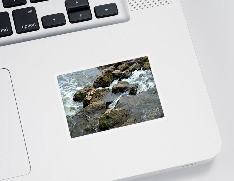 Flowing River Photography Sticker featuring the photograph Espada River Rocks by Expressions By Stephanie