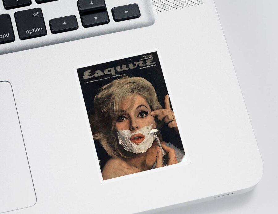 Vintage Sticker featuring the digital art Esquire March 1965 by Brian Nauhler